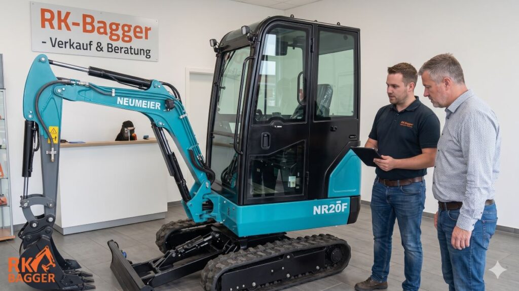 Beratung zum Kauf des Neumeier NR20F Minibaggers bei RK-Bagger